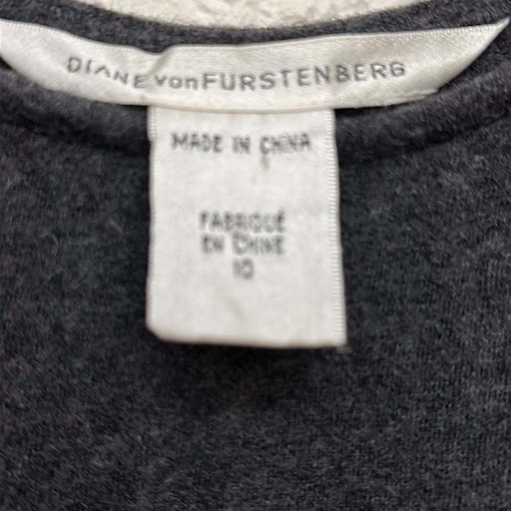 Diane Von Furstenberg GRAY Scoop Neck Sleeveless Knee-Length Shift Dress Sz 10 - Picture 4 of 6